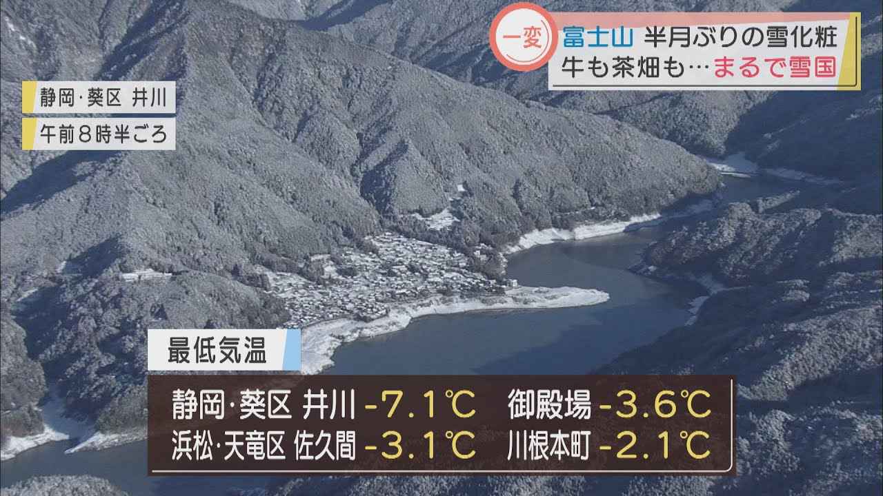 画像: 富士山も雪化粧…冷え込み強まり半月ぶりのまとまった雪　スリップ事故も124件　静岡県 youtu.be