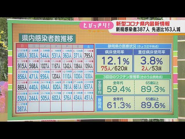 画像: 【新型コロナ/6月5日】静岡県387人感染…先週日曜日より163人減　14日連続で前週下回る youtu.be