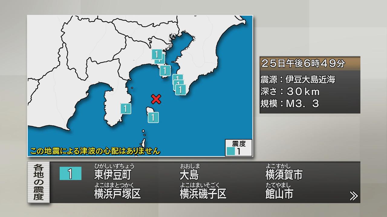 画像: 【地震速報】静岡・東伊豆町で震度1　震源地は伊豆大島近海　津波の心配なし
