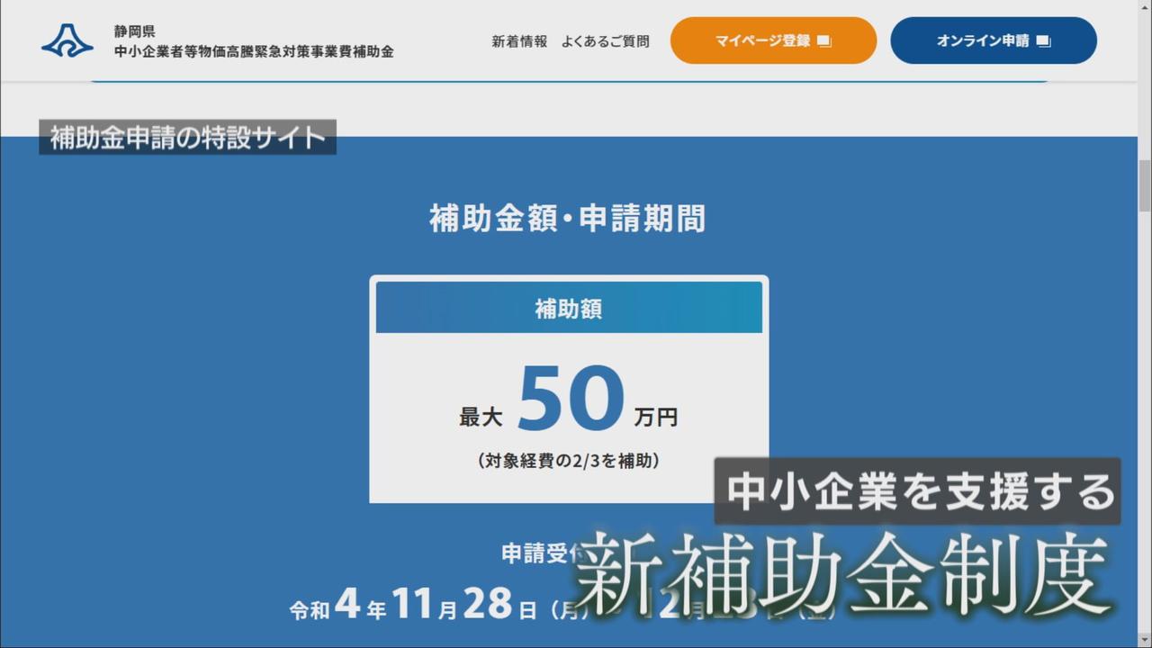 画像: 最大50万円を助成する静岡県の中小企業向け緊急支援策　情報漏えいによる申請システム受付停止　停止受けて県の対応や変更点とは…