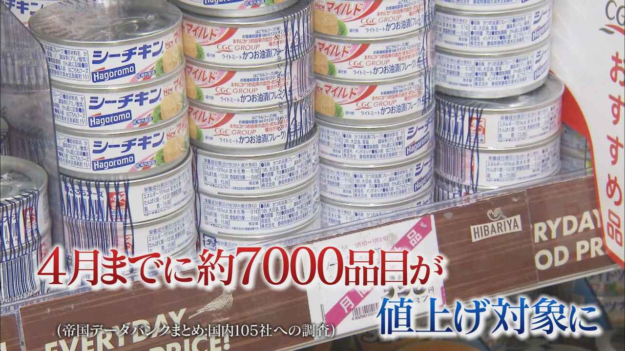 画像: ７０００品目の食品値上げへ