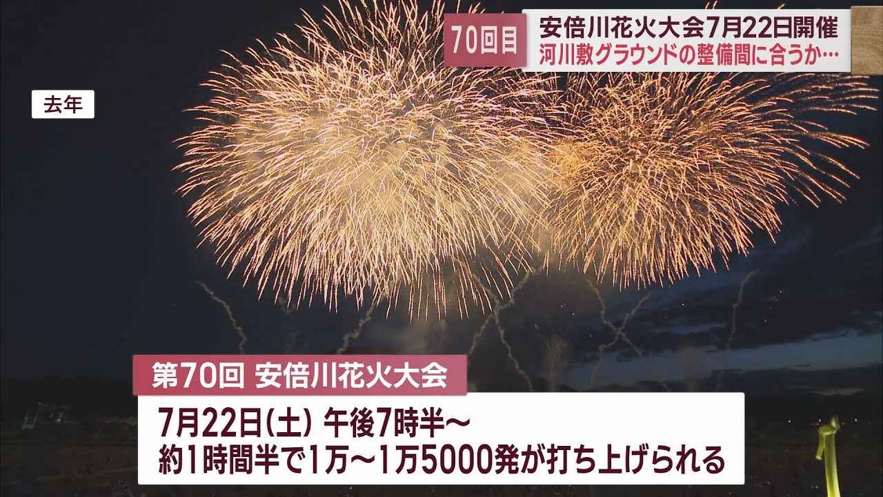 画像: 安倍川花火大会7月22日に実施40万人の来場見込む　静岡市は安倍川河川敷スポーツ広場の整備を急ぐ youtu.be