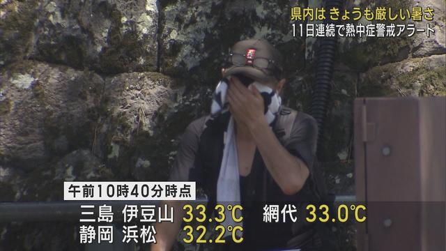 画像: 静岡県に11日連続で「熱中症警戒アラート」　日中35℃近くまで上がるところも　/8月5日 youtu.be