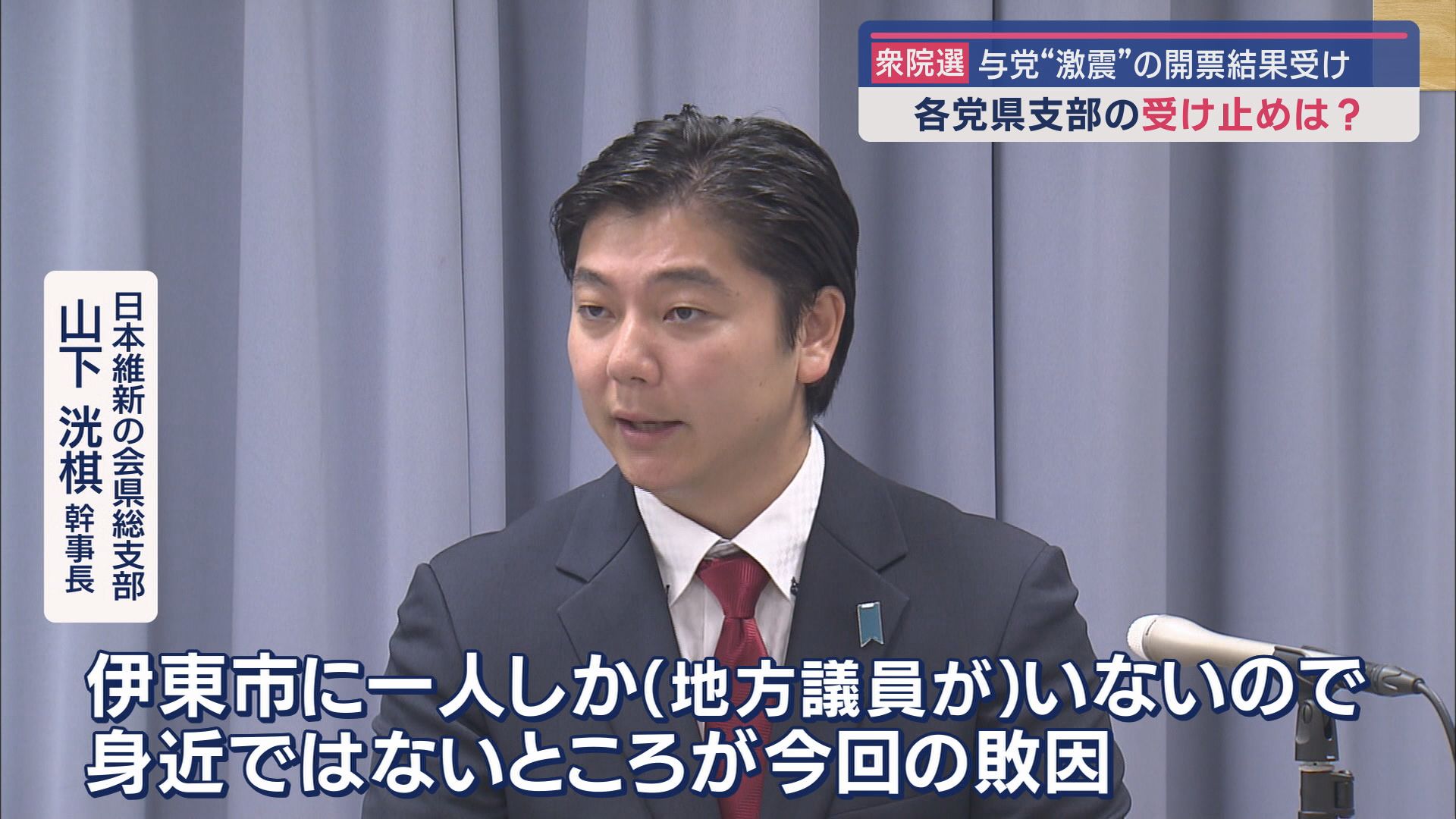 日本維新の会静岡県総支部　山下洸棋幹事長