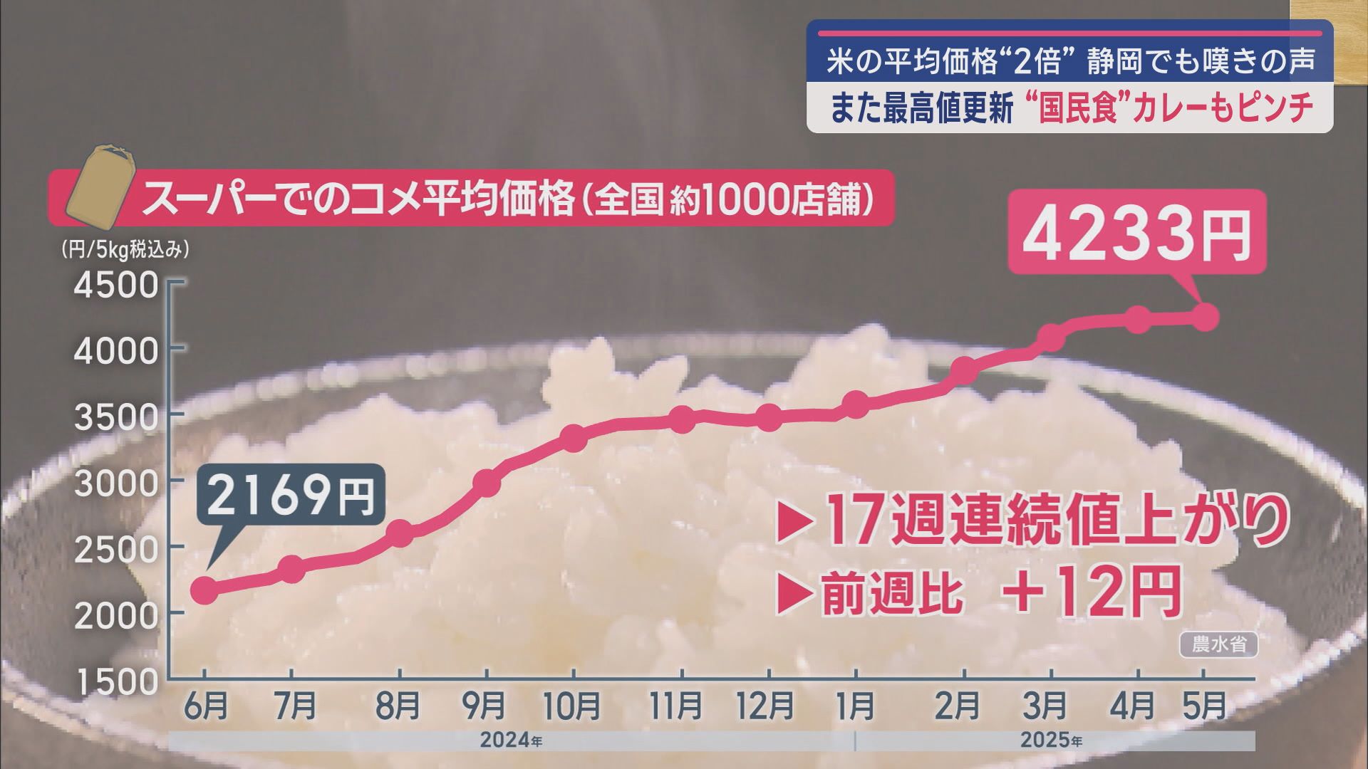 17週連続で最高値更新…コメの値上がり止まらず 頭抱える「ご飯食べ放題」の店 静岡市