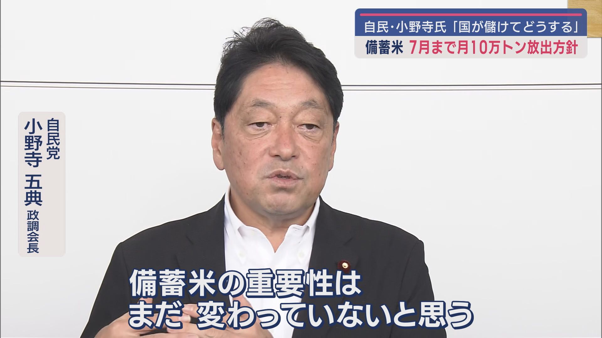 自民党 小野寺五典政調会長
