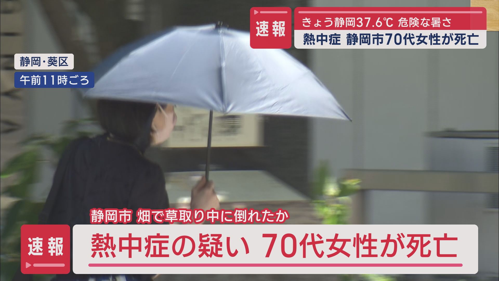 【速報】熱中症の疑いで静岡市の70代女性が死亡　静岡県内では今季初の死者 　 6月17日