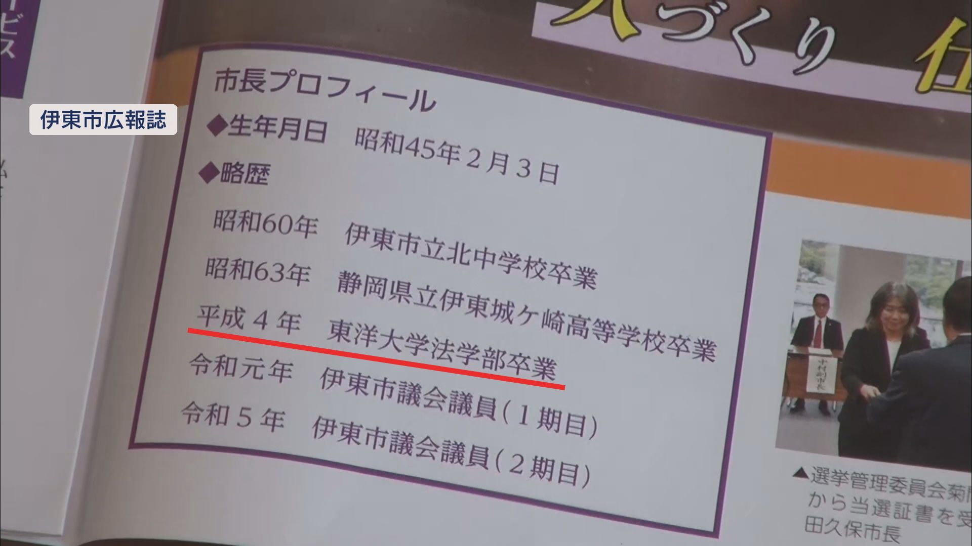 初当選の市長に“学歴詐称”疑惑…東洋大学を直撃 市議「卒業した証明を」 市長「怪文書は相手にしない」 静岡・伊東市