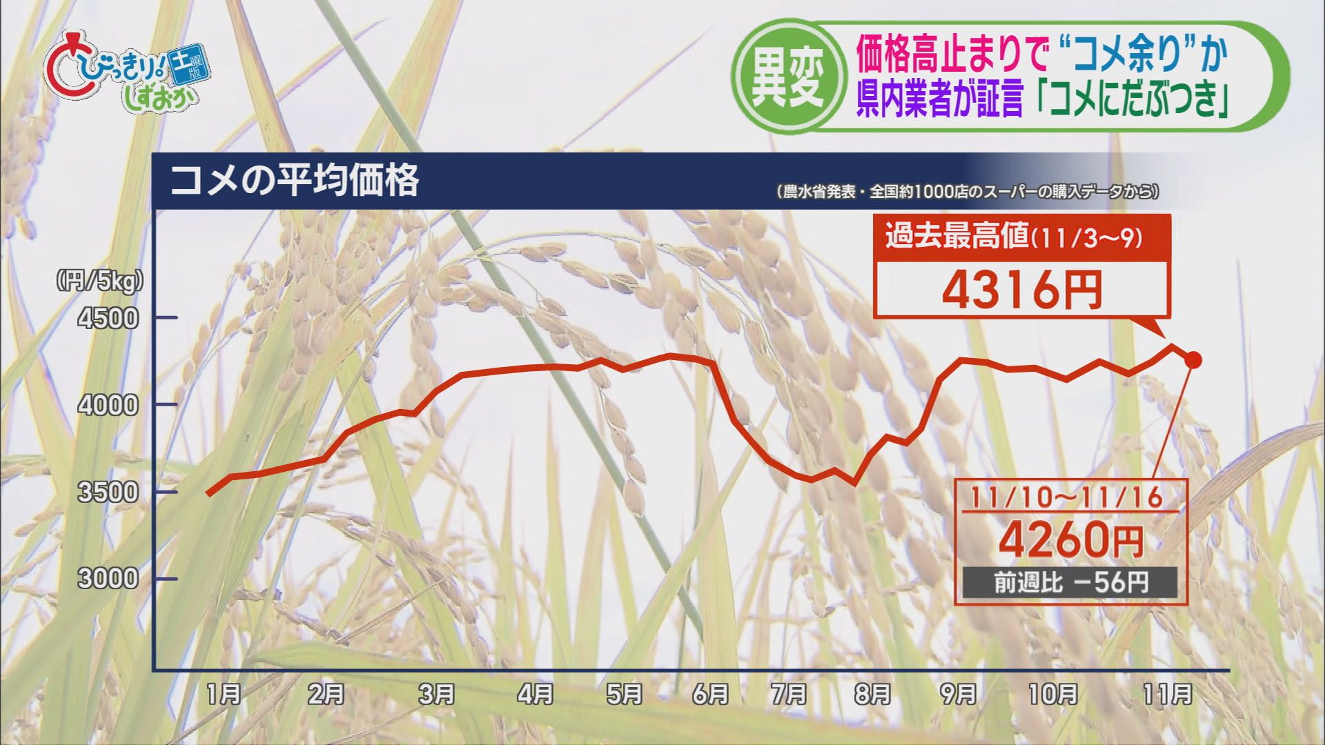 【コメ】新米の出荷スローペースで倉庫に山積み　スーパーでも売り上げ「鈍化」　高くて売れず「コメ余り」状態か　静岡