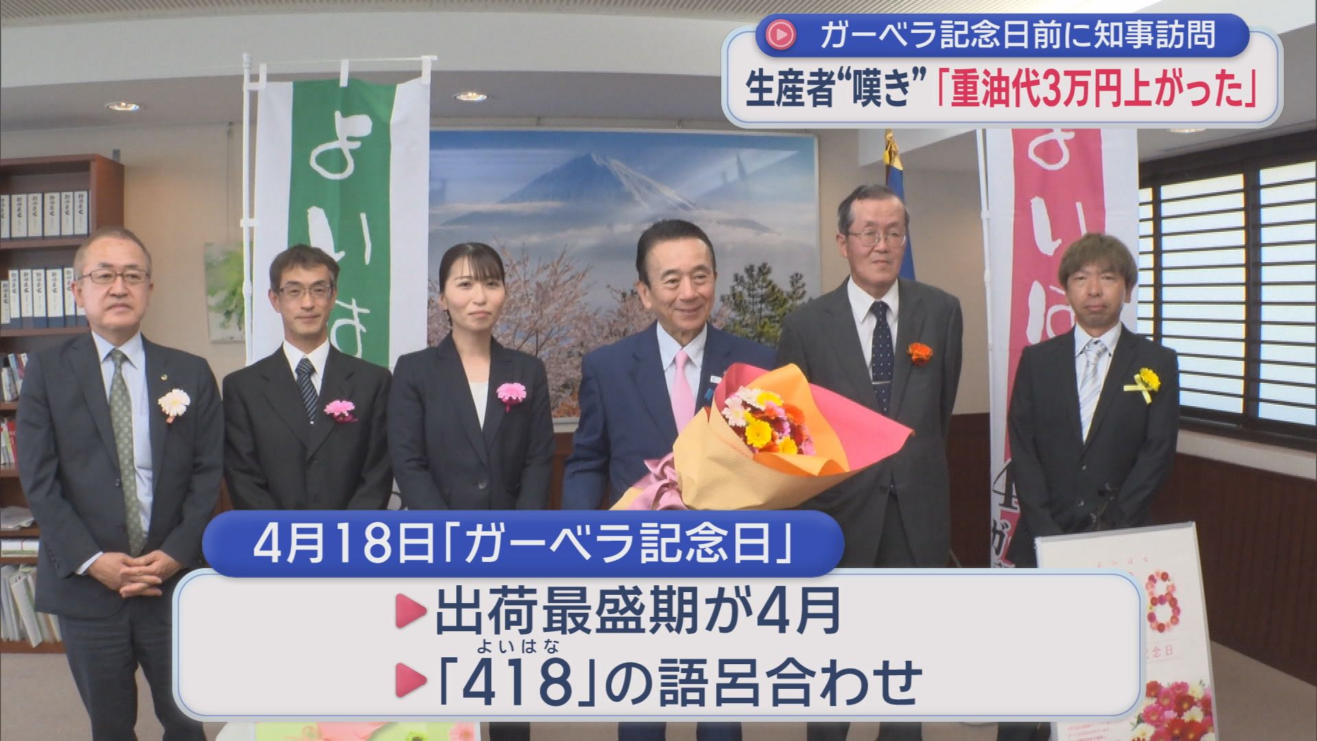 ４月１８日は「ガーベラの日」　ガーベラ栽培の現場にも中東情勢の影響　重油の値段高騰に苦しむ生産者団体