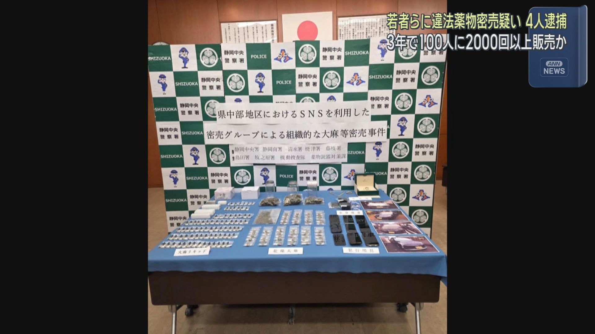 押収された薬物（静岡中央署）