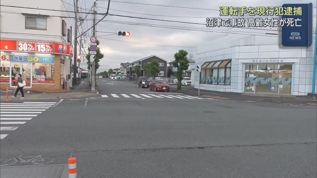 横断歩道を渡っていた７０歳の女性が車にはねられ死亡　車を運転していた会社員の男を現行犯逮捕　静岡・沼津市