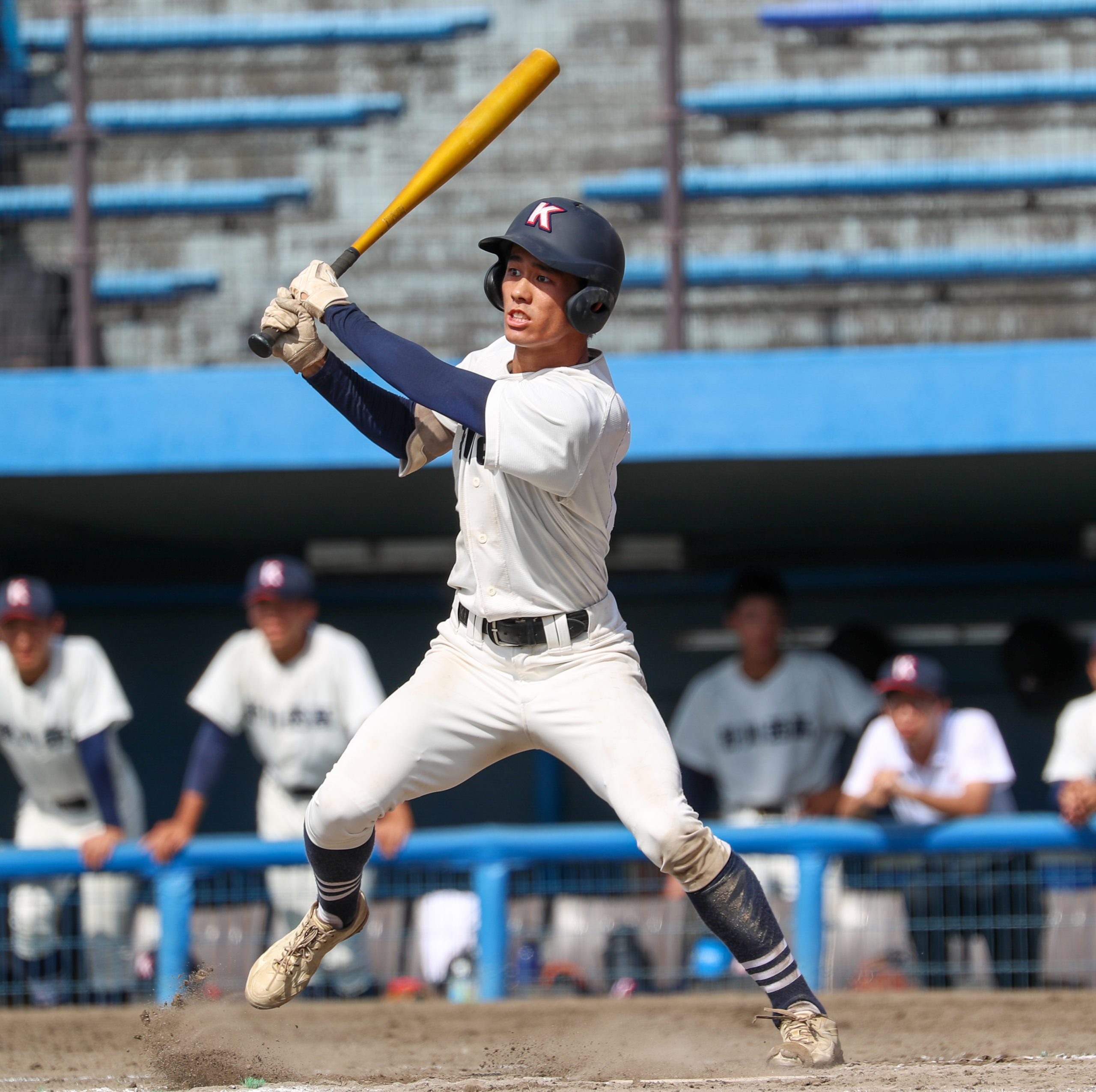 俊足巧打で打線を引っ張る重松聖人（掛川西）