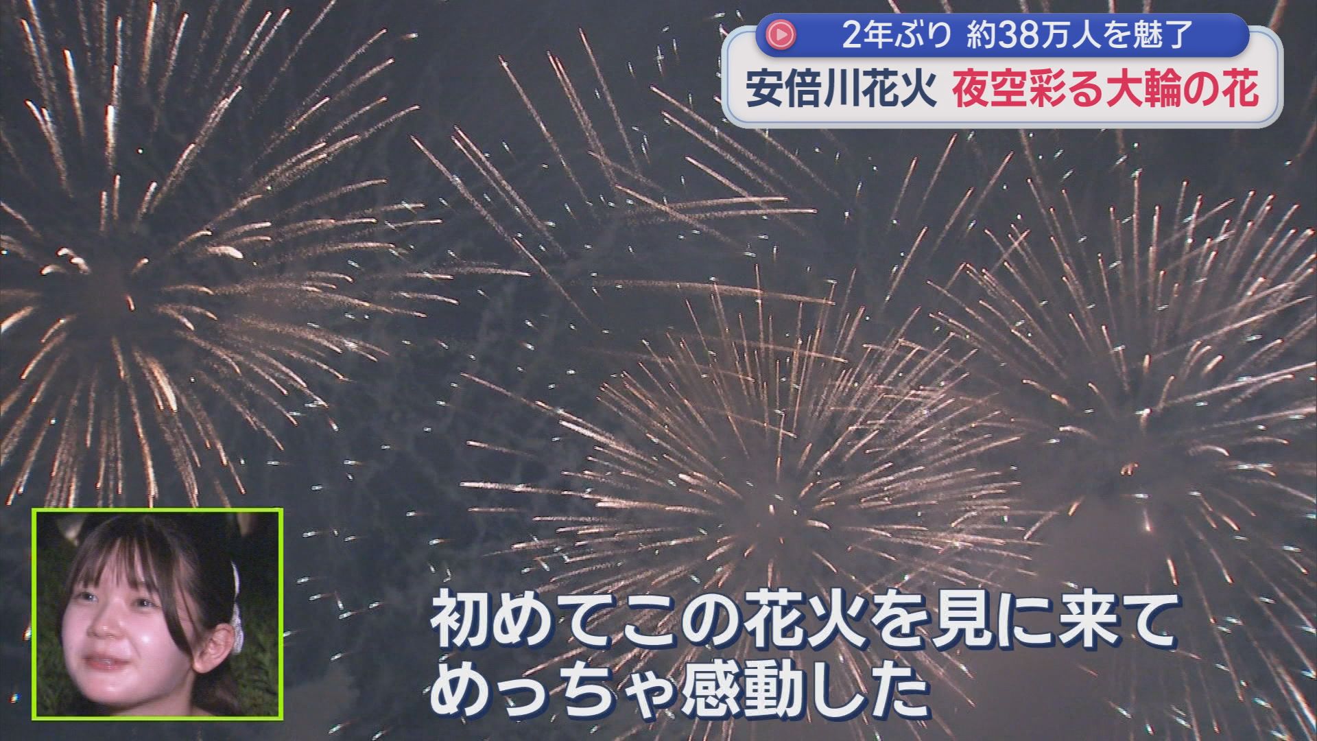 2年ぶり「安倍川花火大会」に38万人　打ち上げ11時間前から多くの人が場所取り　「めっちゃ感動した」「迫力がある」　静岡市